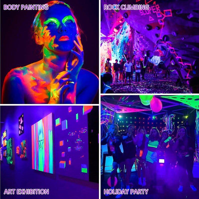 T-SUN 2 Pack 60W Black Lights Outdoor, Blacklight Flood Light with US Plug and Switch, IP66 Waterproof Black Lights for Glow Party, Glow in The Dark, Body Paint Fluorescent Poster Halloween - Image 3